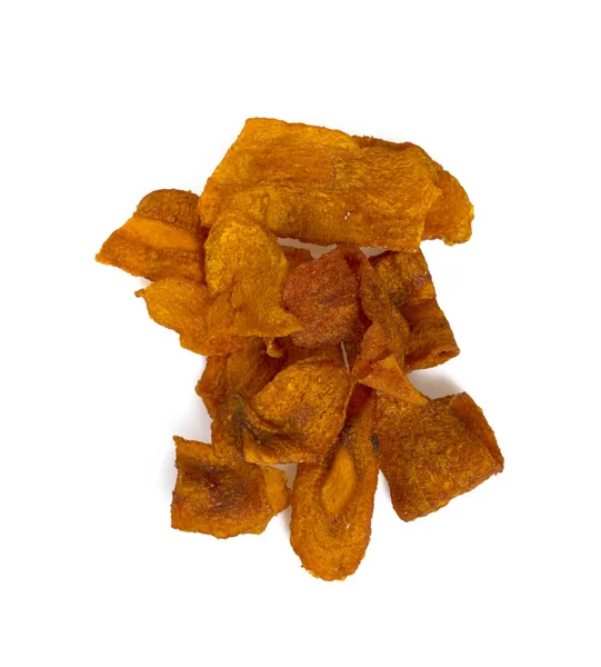 Plantaardige Carrot Chips Witte Achtergrond — Stockfoto