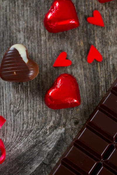 Čokoláda Srdce Stuhy — Stock fotografie