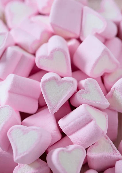 Rosa Hjärtformade Marshmallows — Stockfoto