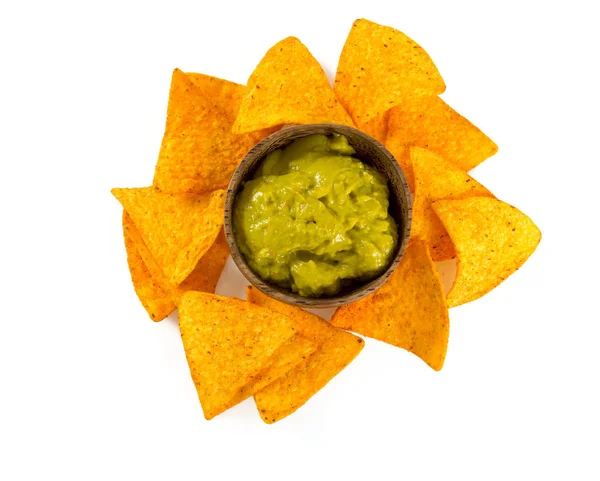 Nachos Guacamole Close — Stockfoto