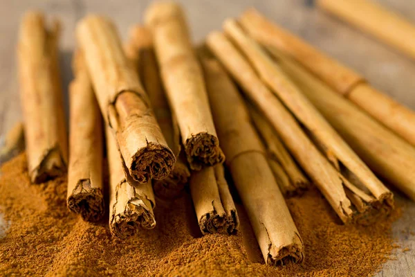 Aromatic Cinnamon Wooden Surface — Stock Photo, Image