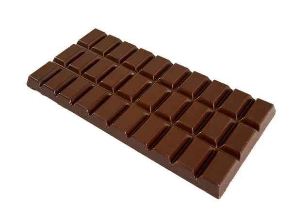 Barra Cioccolato Isolata Bianco — Foto Stock