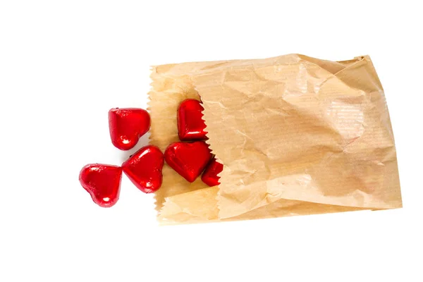 Heart Shaped Chocolates Isolated White — Stock Photo, Image