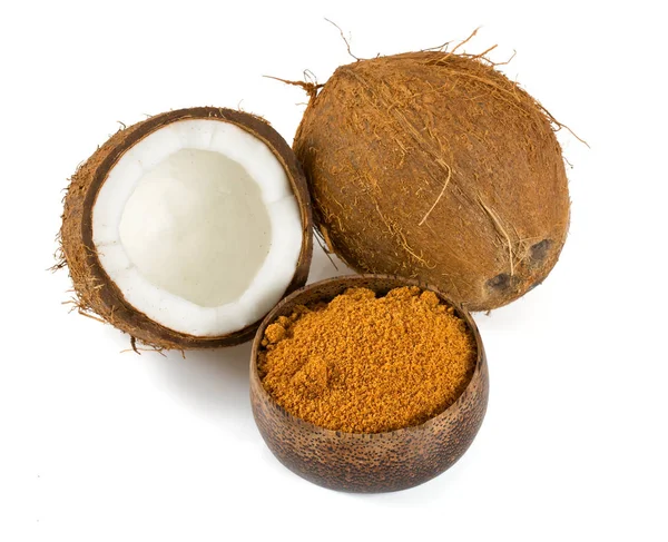 Kokosnoot Palmsuiker Geïsoleerd Wit — Stockfoto