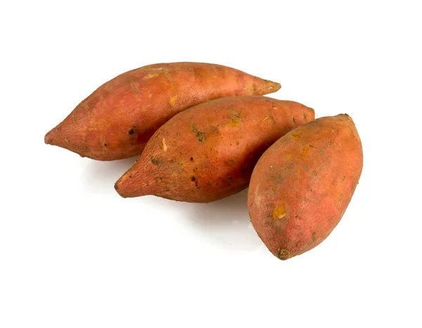Cartofi Dulci Izolați Alb — Fotografie, imagine de stoc