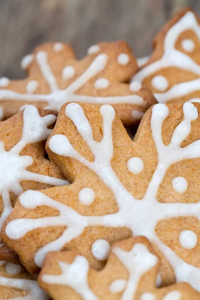 Galletas Navidad Decoradas Superficie Madera — Foto de Stock