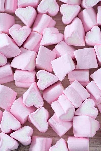 Rosa Hjärtformade Marshmallows — Stockfoto