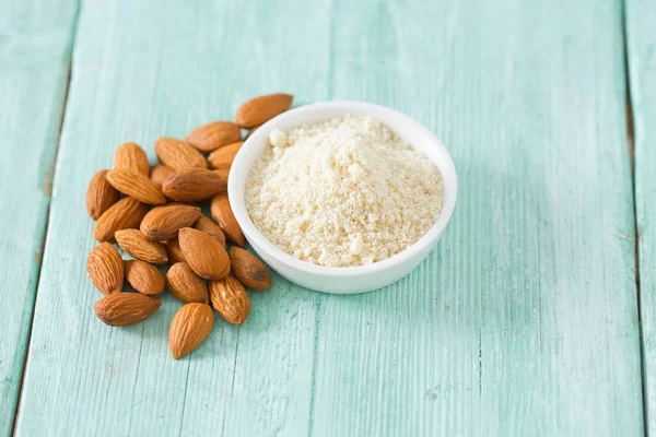 Almond Flour Wooden Surface — Stock Photo, Image