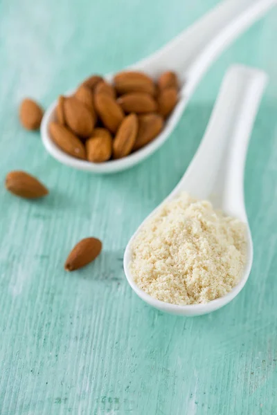 Almond Flour Wooden Surface — Stock Photo, Image