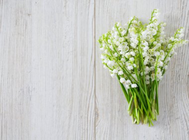 ahşap yüzeyde vadideki zambak