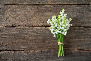 ahşap yüzeyde vadideki zambak