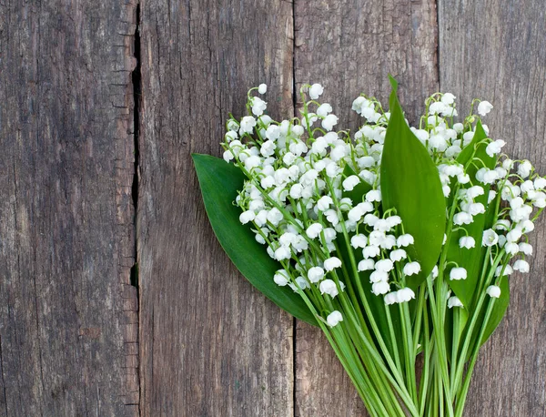 Lilies Valley Wooden Surface — Stock Photo, Image