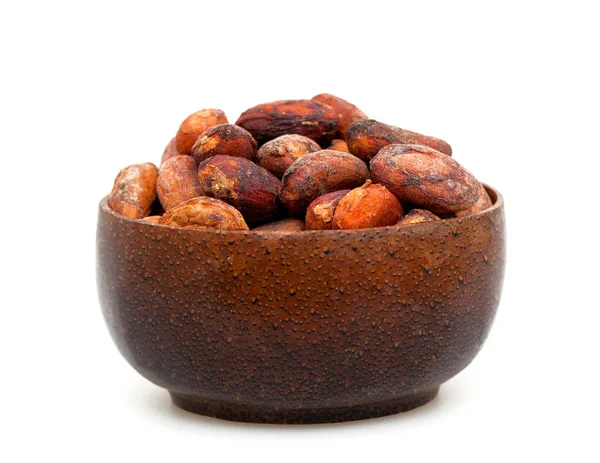 Granos Cacao Aislados Sobre Fondo Blanco —  Fotos de Stock