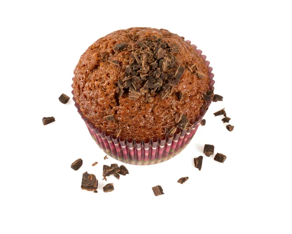 Choklad Muffin Isolerad Vit Bakgrund — Stockfoto