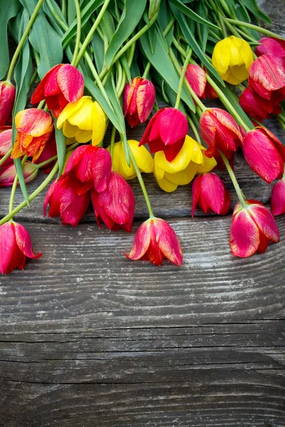 Colorful Tulips Wooden Surface — Stock Photo, Image