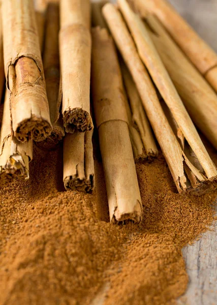 Aromatic Cinnamon Wooden Surface — Stock Photo, Image