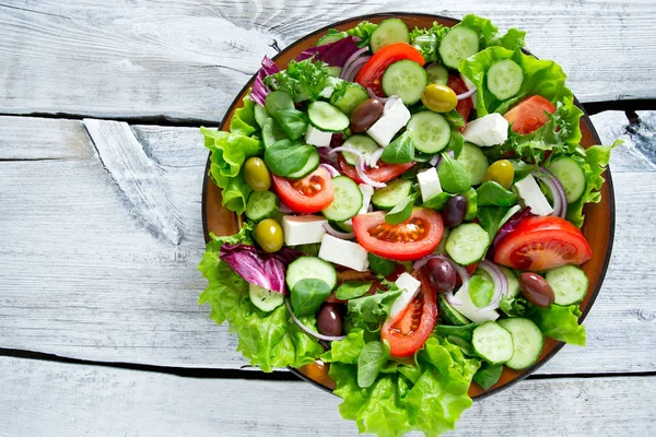 Salada Grega Legumes Frescos Apetitosos — Fotografia de Stock