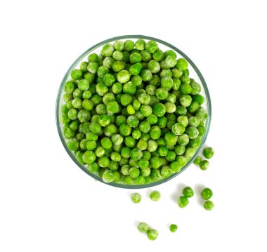 Donmuş bezelyeler beyazlar üzerinde izole