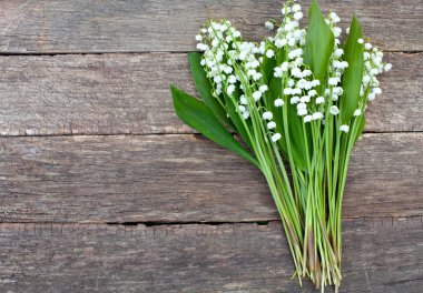 ahşap yüzeyde vadideki zambak