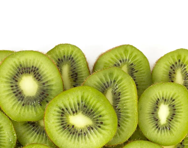 Kiwi Segmenten Geïsoleerd Wit — Stockfoto