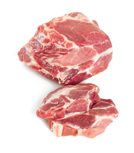 Chuletas Cuello Cerdo Aisladas Blanco — Foto de Stock