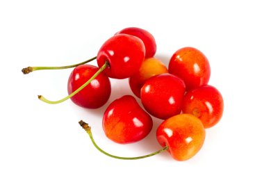 beyaz izole sarı ve pembe kiraz