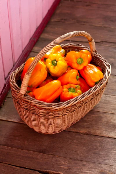 Oranje Paprika Mand — Stockfoto