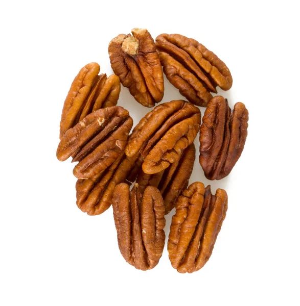 Pekanové Ořechy Izolované Bílém — Stock fotografie