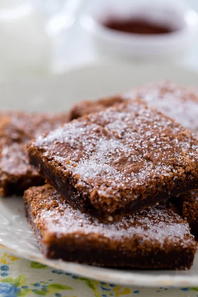 Brownies Chocolate Superfície Madeira — Fotografia de Stock