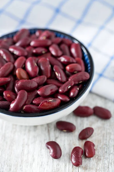 Fagioli Rossi Una Bella Ciotola Ceramica — Foto Stock