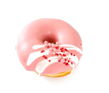 Pembe çörek üzerinde beyaz izole