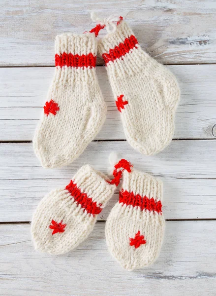Knitted Baby Socks Mittens — Stock Photo, Image