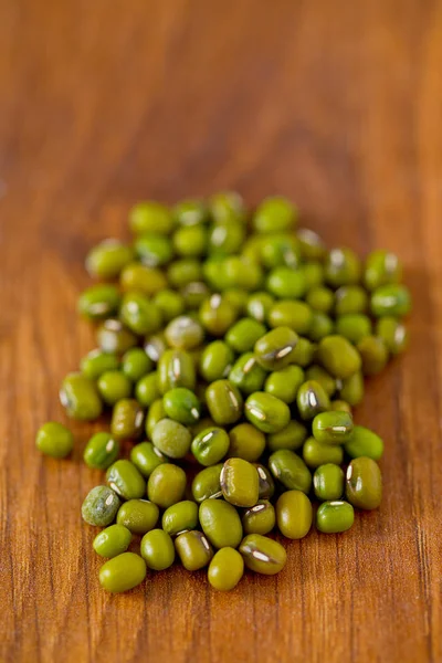 Green Mung Beans Wooden Surface — Stock Photo, Image