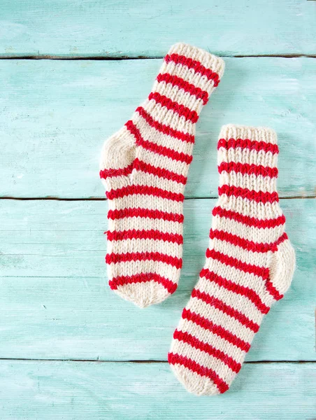 Hand Knitted Striped Socks — Stock Photo, Image