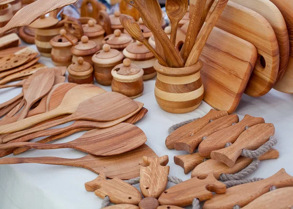 Wooden Spoons Market — Stock Photo, Image