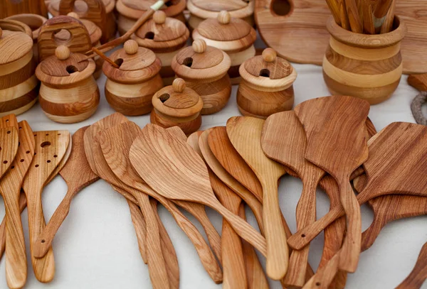 Wooden Spoons Market — Stock Photo, Image