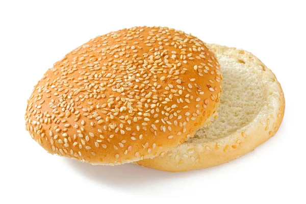 Pão Hambúrguer Isolado Branco — Fotografia de Stock