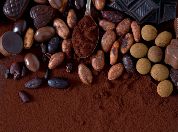 Kakao Und Schokolade Bonbons — Stockfoto