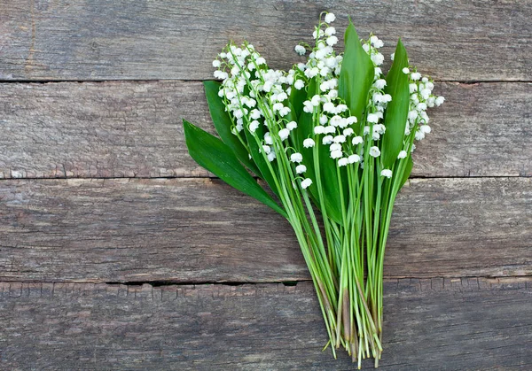 Lilies Valley Wooden Surface — Stock Photo, Image