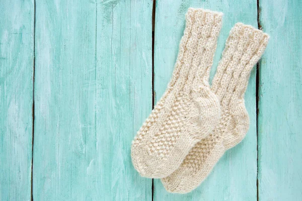 Hand Knitted Child Socks Braids — Stock Photo, Image