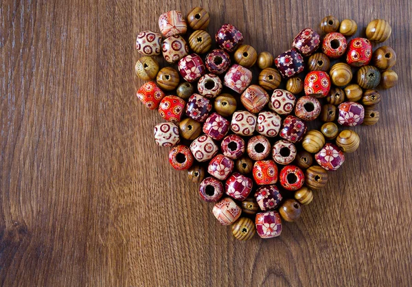 Kleurrijke Houten Kralen Houten Achtergrond — Stockfoto