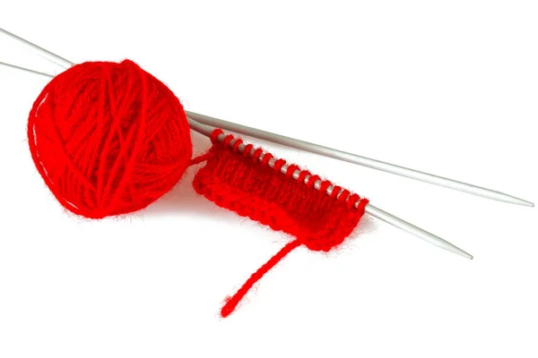 Red Thread Knitting — Stock Photo, Image