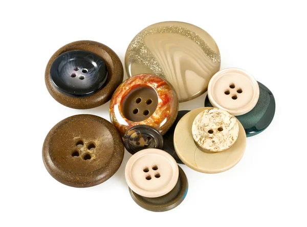Sewing Buttons Isolated White — Stock Photo, Image