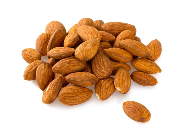 almonds isolated on white background