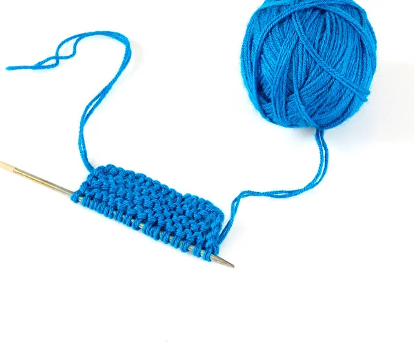 Blue Thread Knitting — Stock Photo, Image