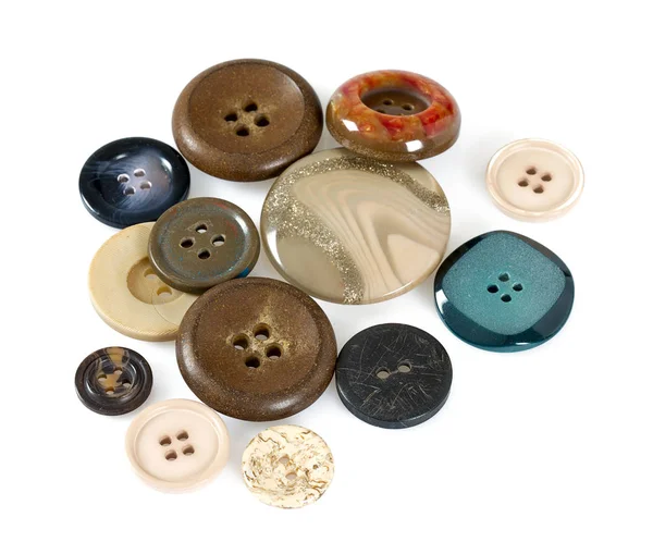 Sewing Buttons Isolated White — Stock Photo, Image