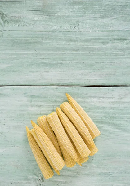 Baby Corn Wooden Surface — Stock Photo, Image