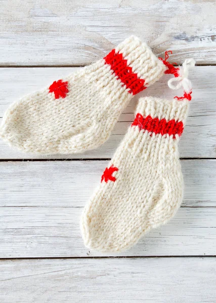 Knitted Baby Socks Mittens — Stock Photo, Image