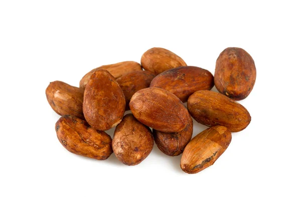 Frijoles Cacao Aislados Blanco —  Fotos de Stock