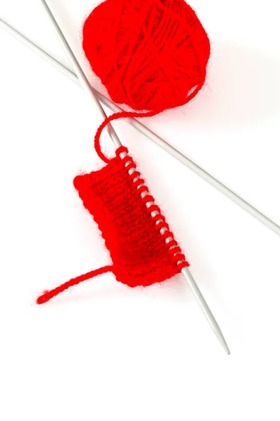 Red Thread Knitting — Stock Photo, Image
